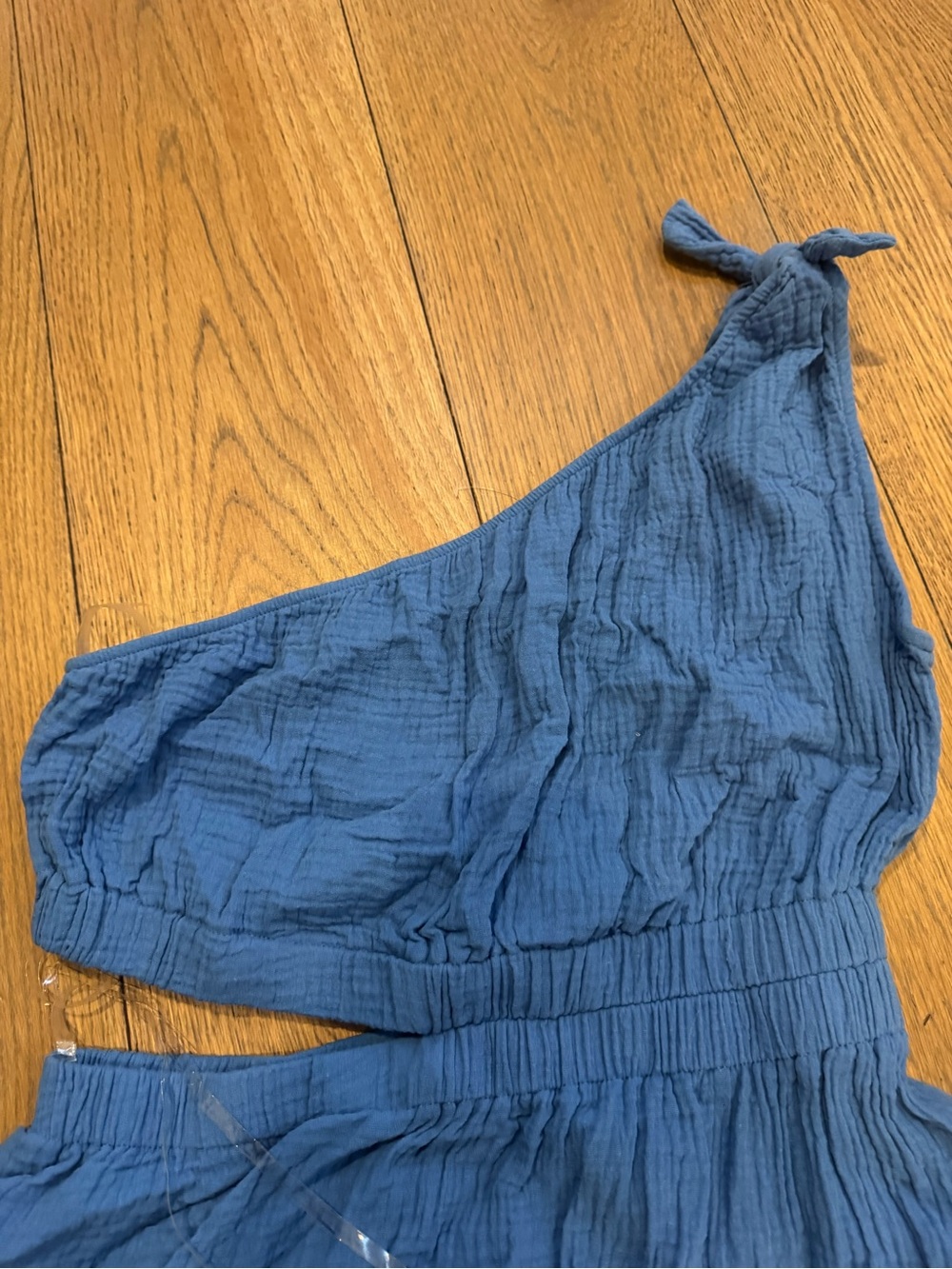 Lush Blue One-Shoulder Kids One-Piece with Knotted Strap